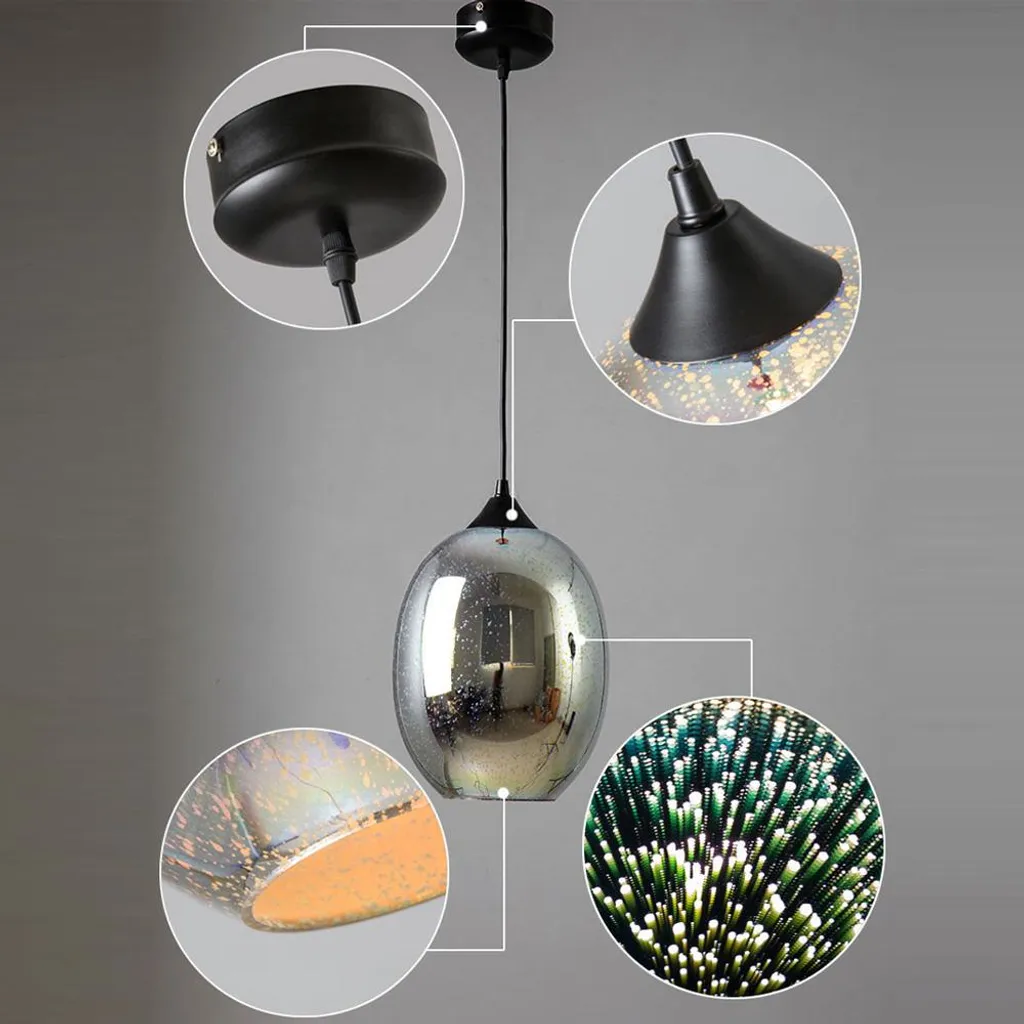Plafonnier moderne 220V design 3D argenté avec douille E27 ajustable