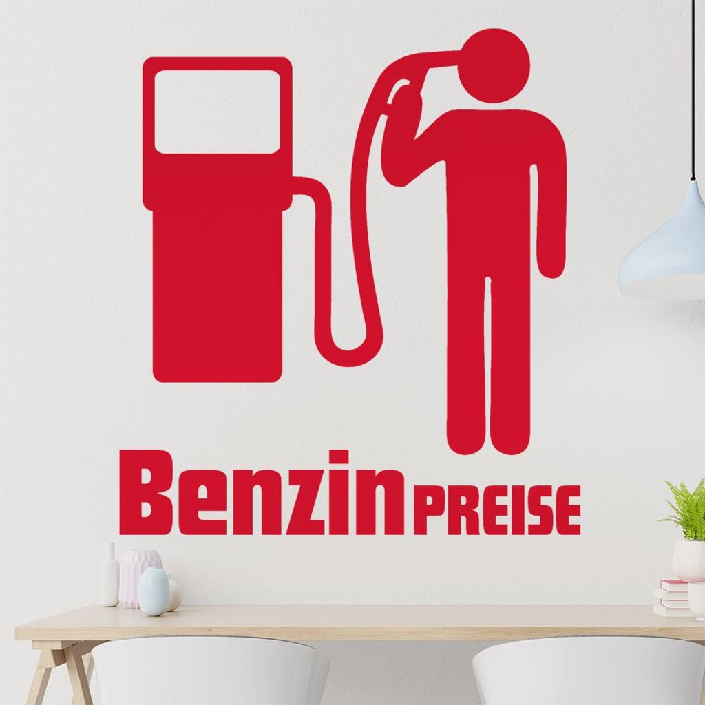 Benzin Preise Wandtattoo in 6 Größen - Wandaufkleber Wall Sticker - Dekoration, Küche, Wohnzimmer, Schlafzimmer, Badezimmer