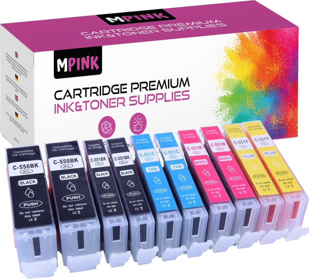 10x Druckerpatronen für Canon PGI-550xl CLI-551xl CMYKx2 Pixma IP7200 8750 MG5550