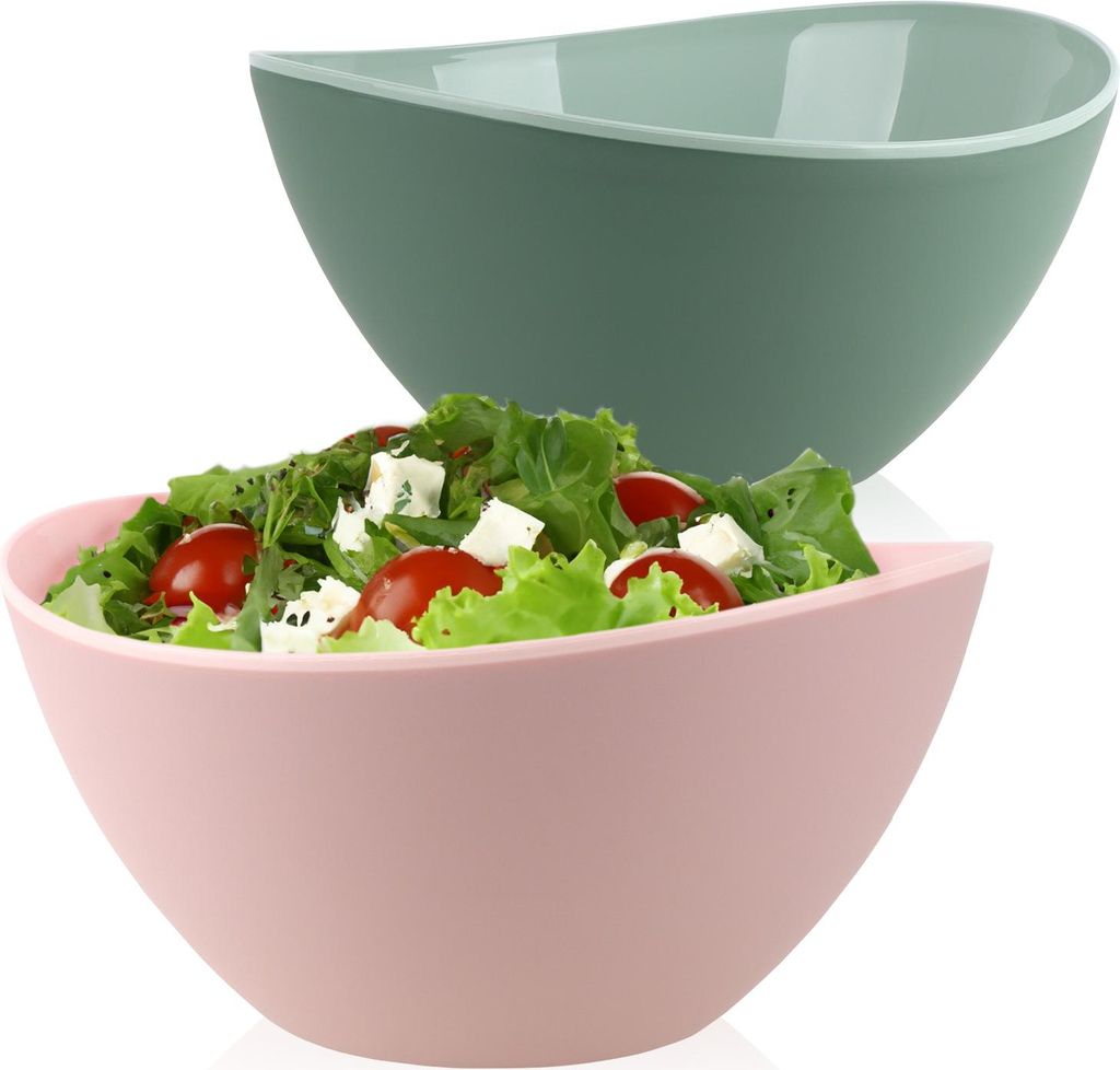 com-four 2x Schale aus Kunststoff - bruchfeste Salatschale - große Obstschüssel - praktische Rührschüssel 3,4 L - Campinggeschirr für Pickni...