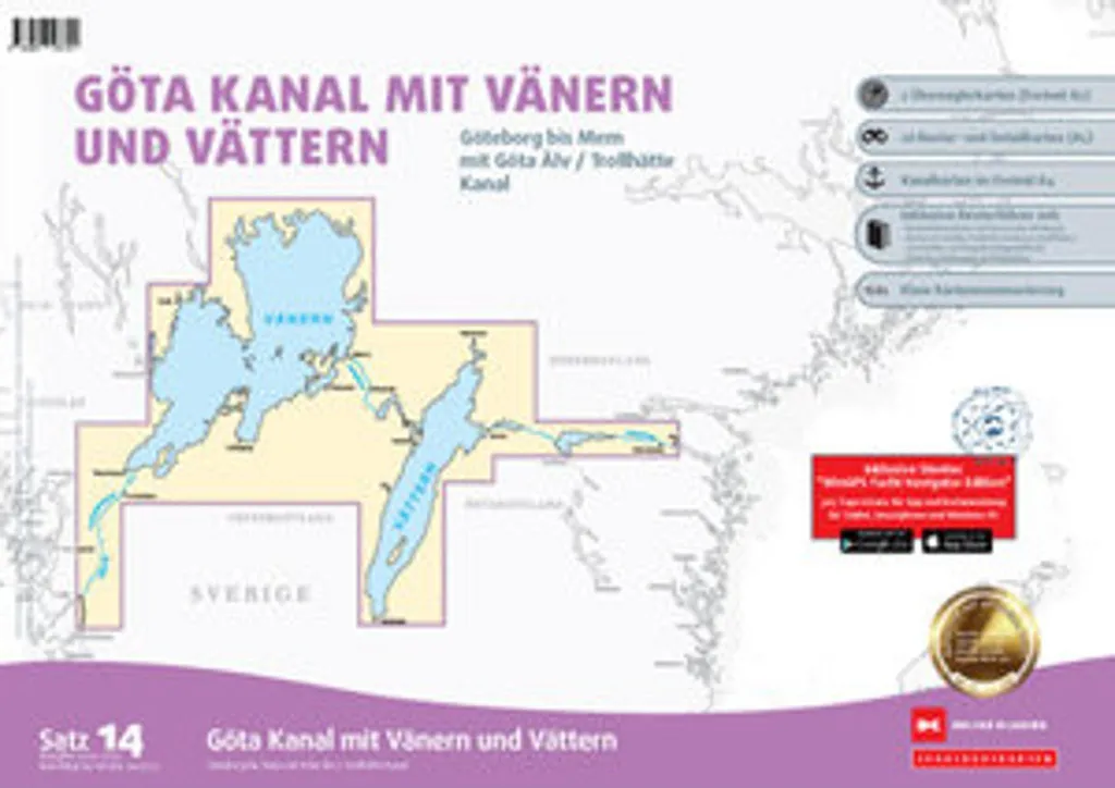 Cartes de navigation de plaisance pour traverser le Göta Kanal