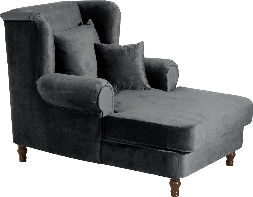 Max Winzer Big-Sessel inkl. 2x Zierkissen 55x55cm + 40x40cm Mareille - Samtvelours graphit - Maße: 103 x 149 x 103 cm