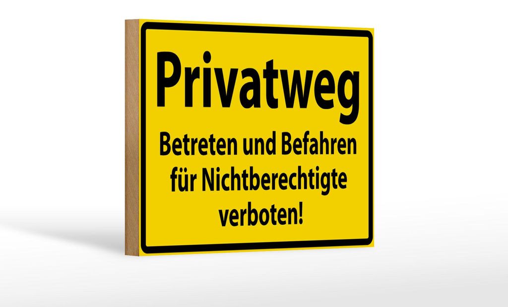 Holzschild Warnschild 18x12cm Privatweg gelbes