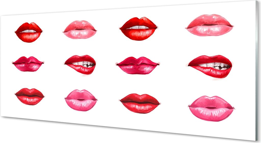 Glasbilder 125x50 Wandkunst Rote und rosa Lippen