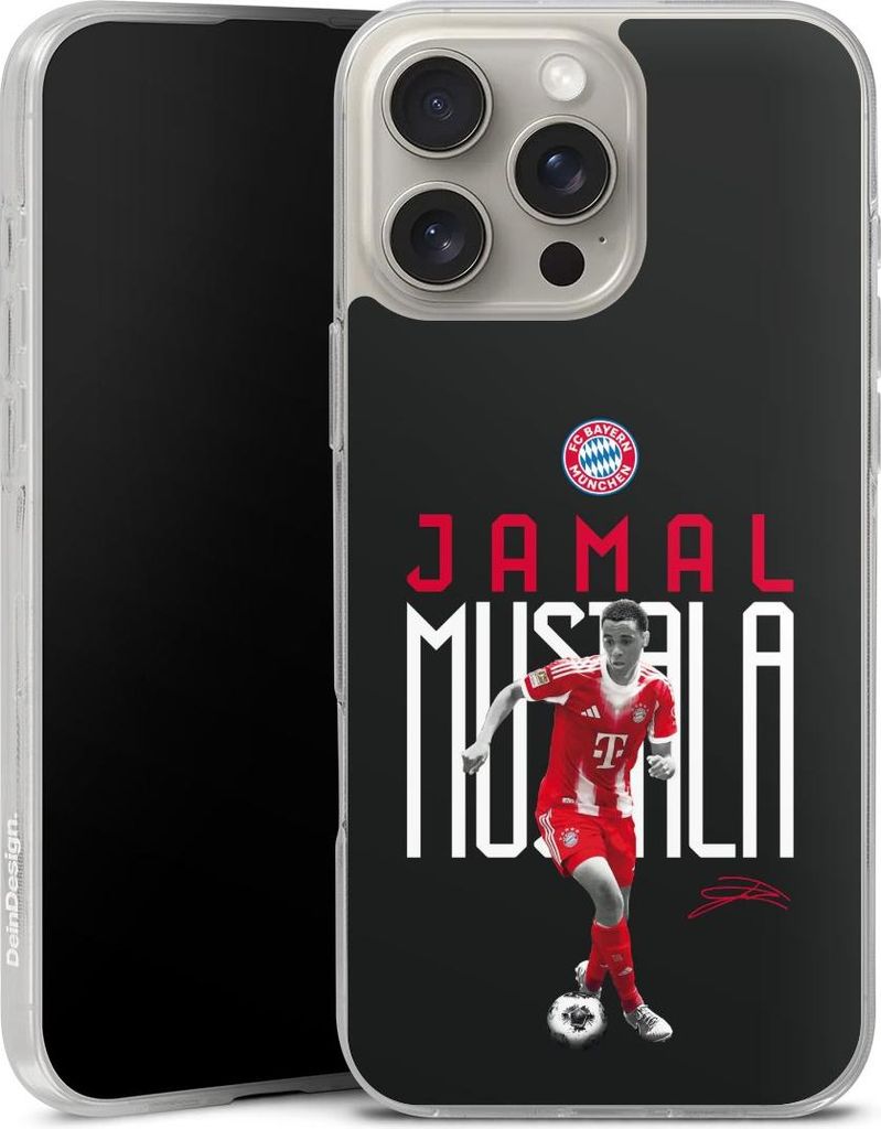 DeinDesign Handyhülle für Apple iPhone 16 Pro Max Silikon Hülle Case Smartphone Schutzhülle FC Bayern München Offizielles Lizenzprodukt Jamal ...