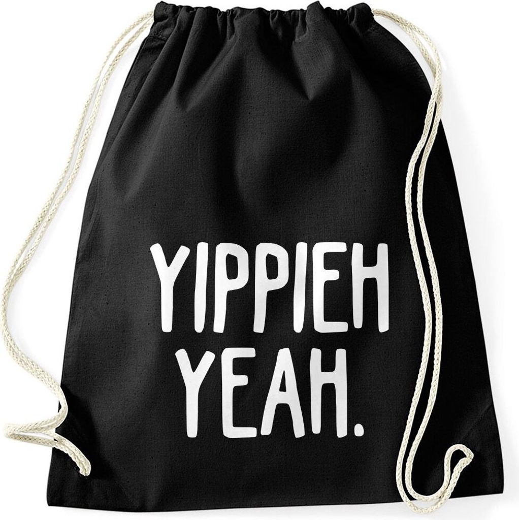 Turnbeutel Spruch lustig Yippieh Yeah Moonworks schwarz unisize