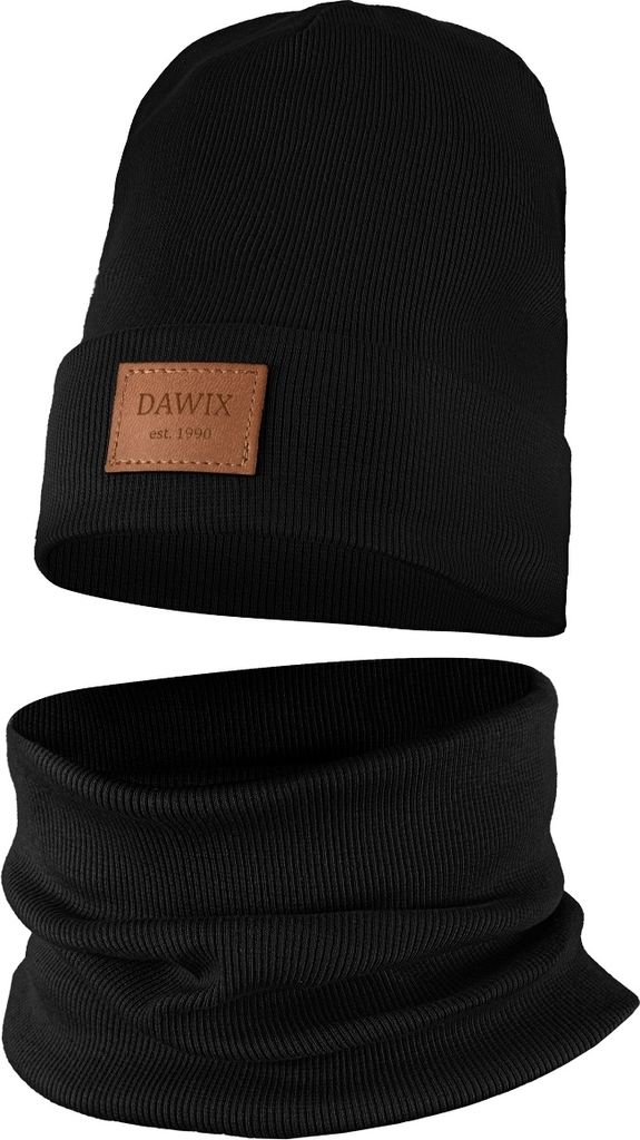 Jungen Kinder Beanie Mütze Schlauchschal Set Frühling Herbst Winter Übergang Beanie 46-48 Schwarz, Braun