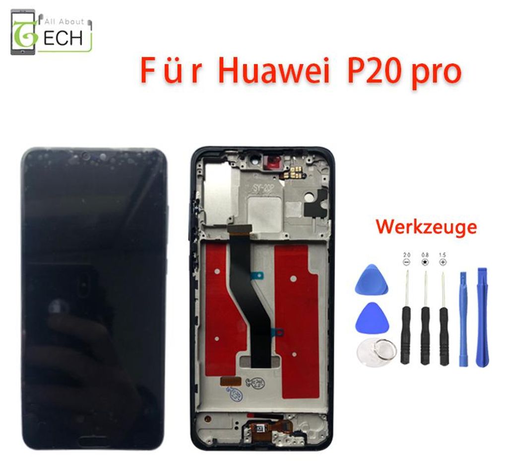 Für Huawei P20 PRO Display LCD mit Rahmen Fingerabdruck Produktbild 