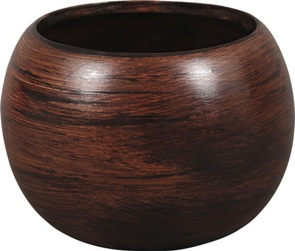 Obal na květináč keramický MANES WOOD Ø 13 cm matný hnědý Obrázek produktu 