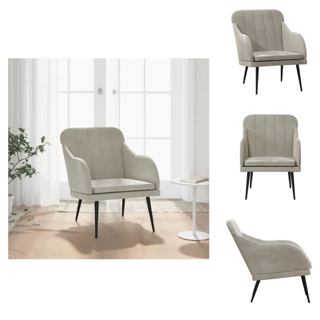 vidaXL Poltrona in Velluto Grigio 63x76x80 cm Comoda e Resistente