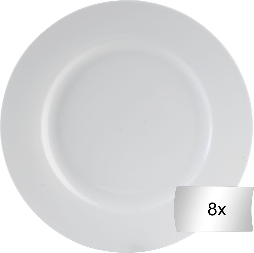 Dessertteller - Ø 20 cm - Weiß - Bone China - 8er Set