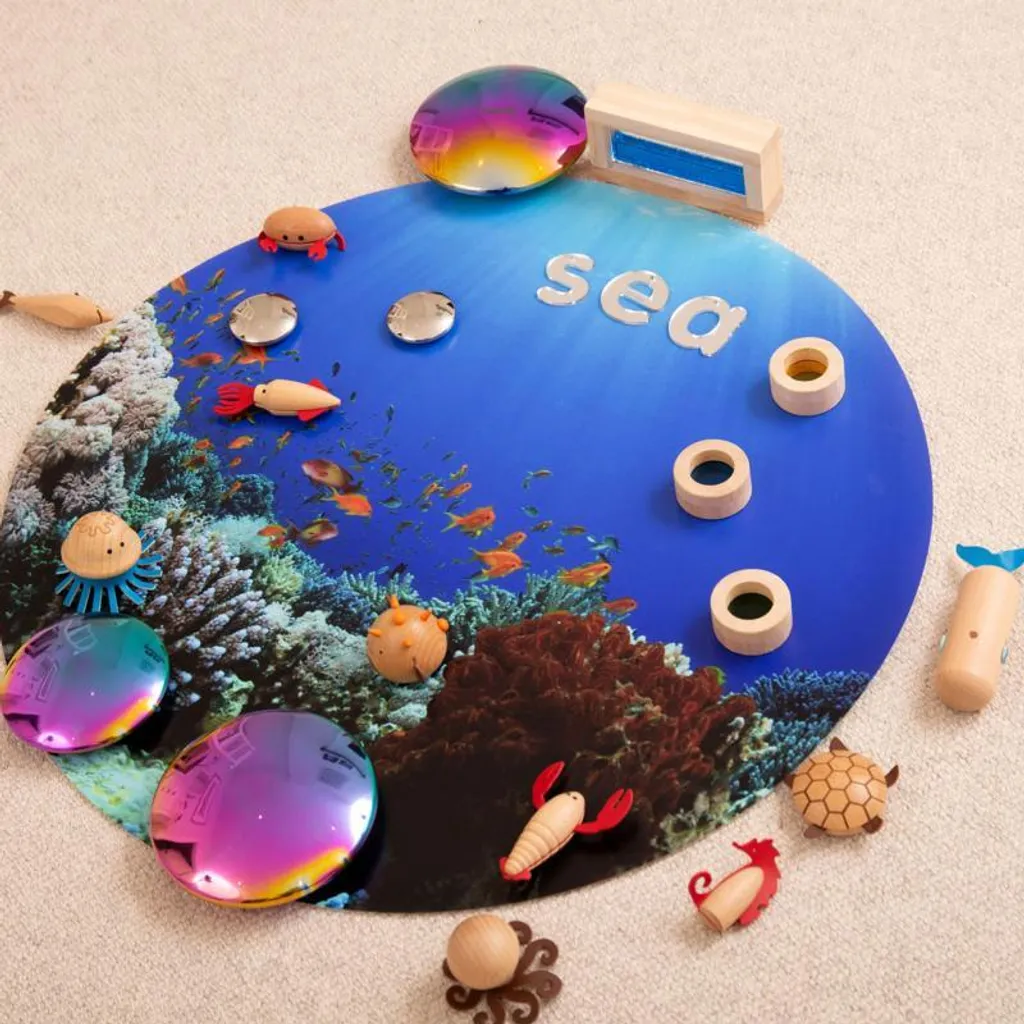Tapis de Sol Sensoriel TickiT Mer en Polyester Souple et Résistant