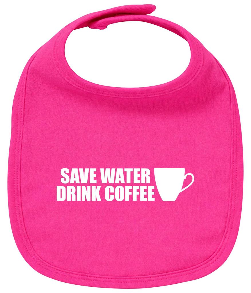 Huuraa Baby Lätzchen Save Water Drink Coffee Kaffeetasse Cherry Pink Klettverschluss Baumwolle Latz Geschenkidee