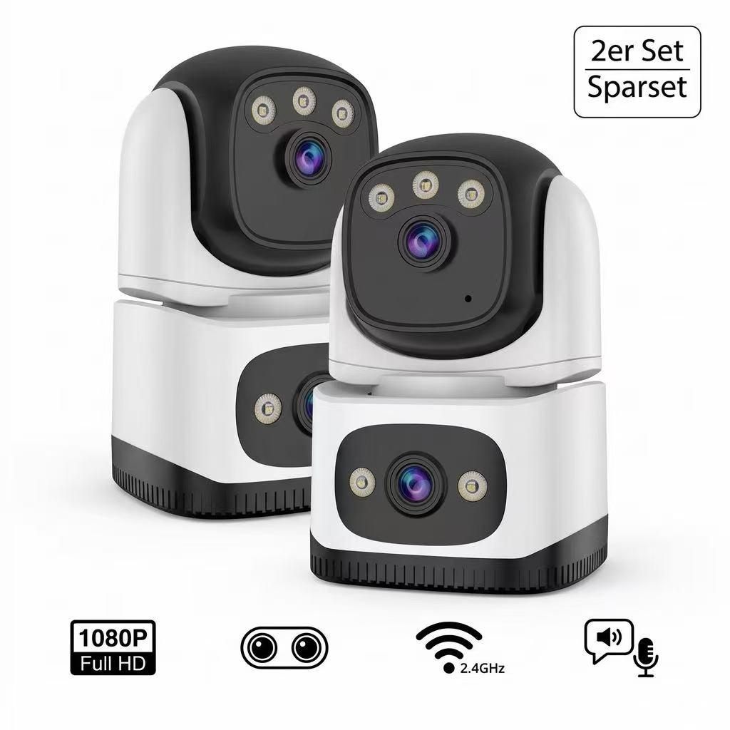 [2er Set] Dual-Linse Überwachungskamera Innen 1080P – PTZ Produktbild 