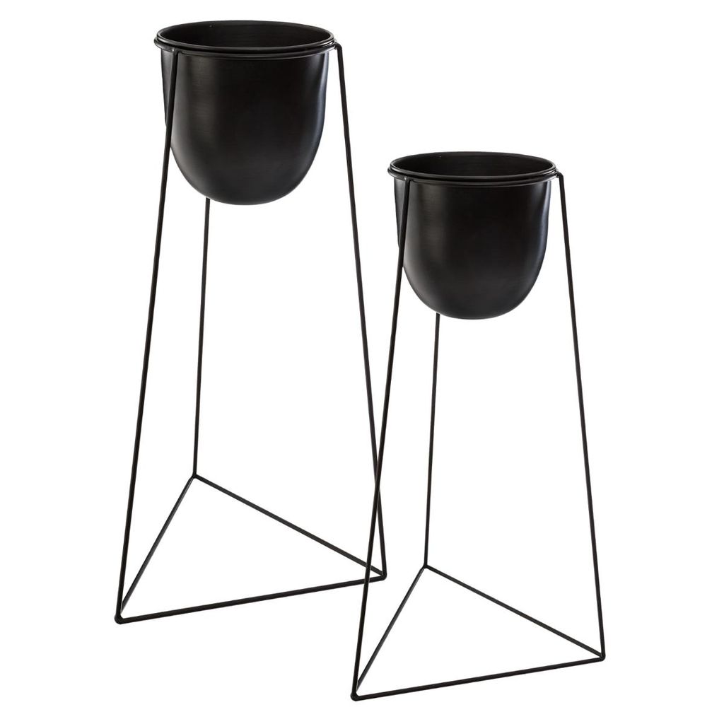 Set aus 2 töpfen metall schwarz - Atmosphera créateur d'intérieur
