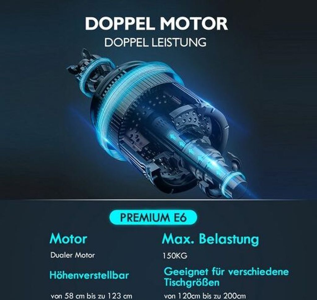 FLEXISPOT Schreibtisch PREMIUM E6 Höhenverstellbarer Produktbild 3