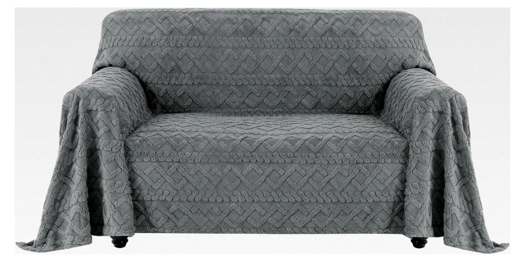 Jacquard Flanell Sofaüberwurf für 2-3-Sitzer, rutschfester Sofabezug, Schutz vor Hund und Katze, weiche Sofadecke für Bett, 1 Stück waschbarer ...