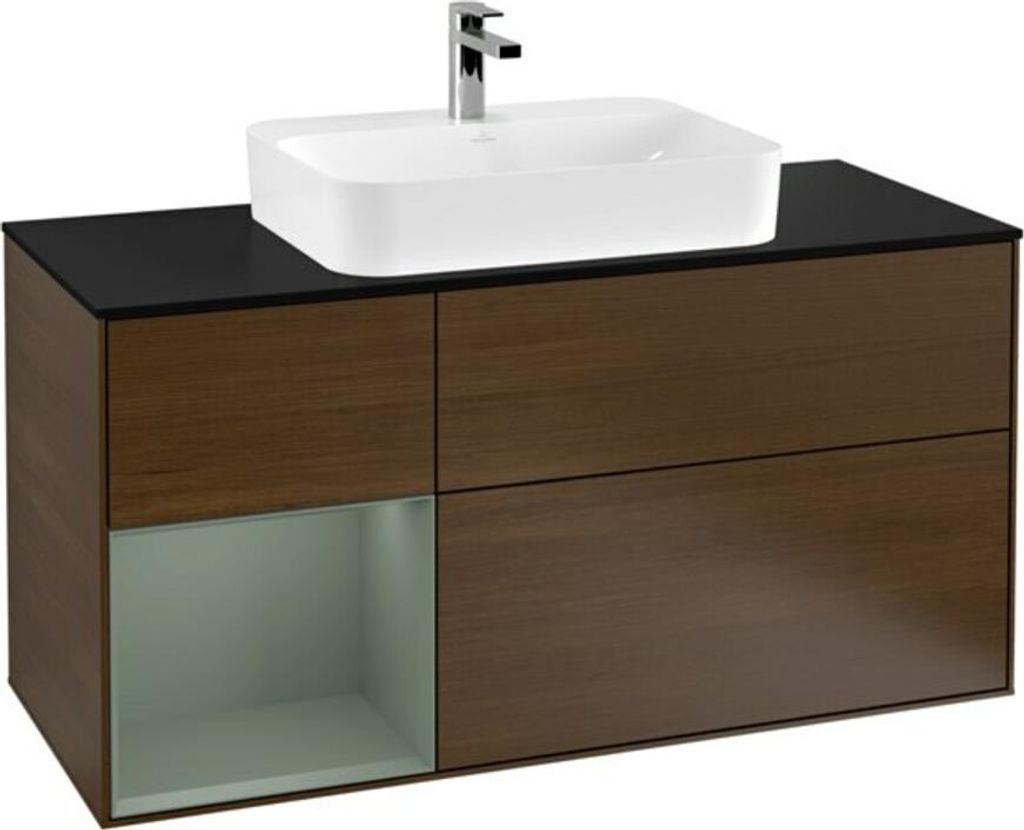 V&B Waschtischunterschrank Wandbeleuchtung Finion 120cm, Pl b m, Rg li Oli. m Lac, wal ven