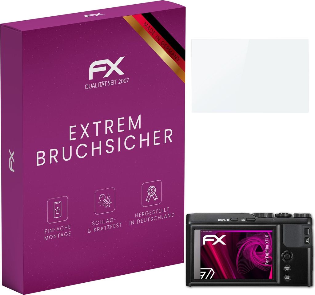 atFoliX FX-Hybrid-Glass Displayfolie kompatibel mit Fujifilm XF10 Glasfolie