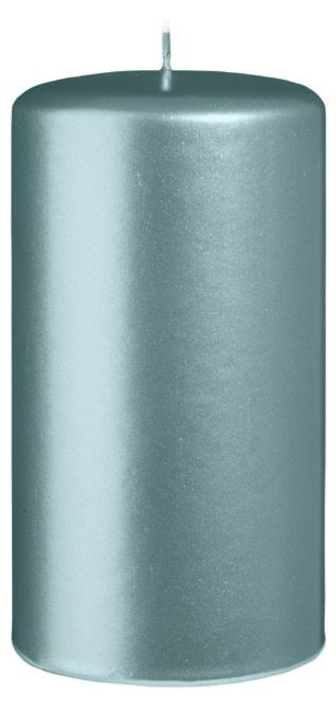 Stumpenkerzen Metallic Matt Stahlblau 150 x Ø 80 mm, 6 Stück