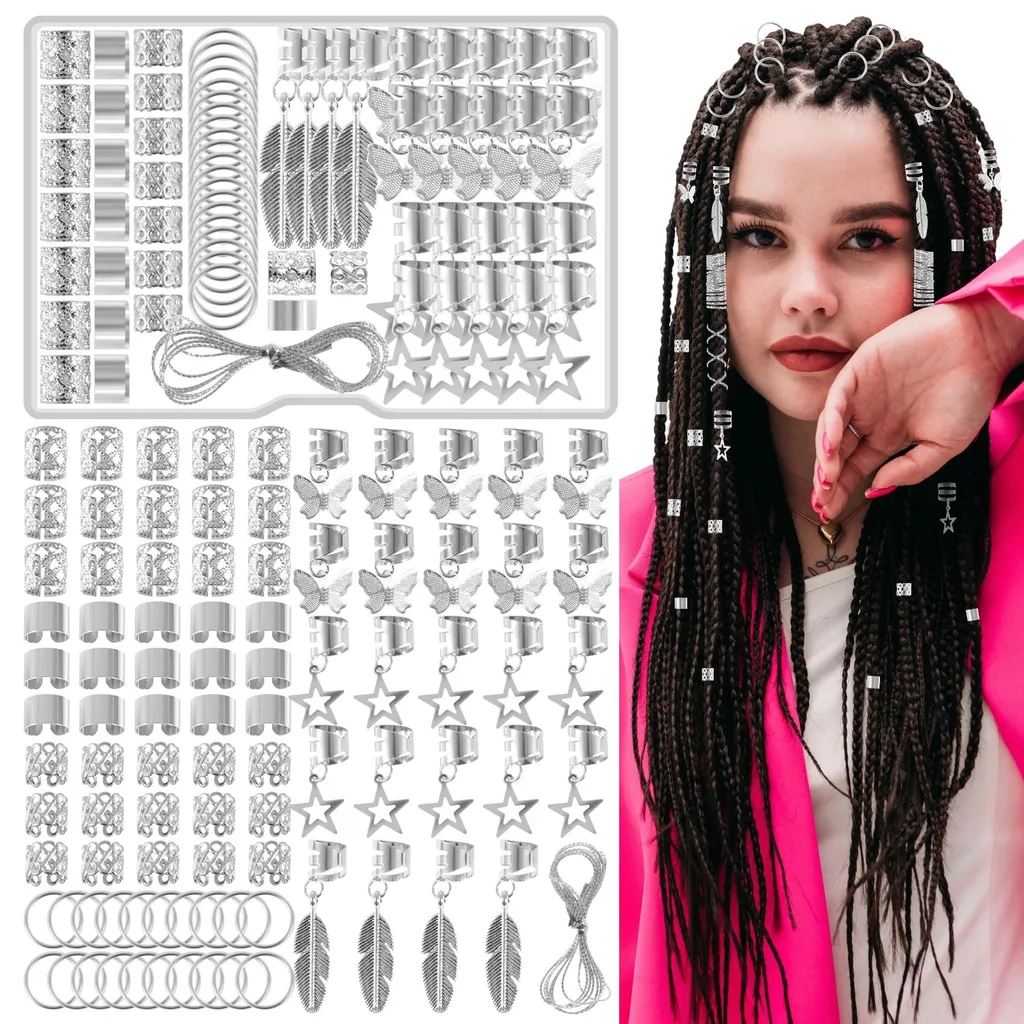 Bijoux de Cheveux pour Tresses et Dreadlocks : Coffret Viking de 90 Pcs