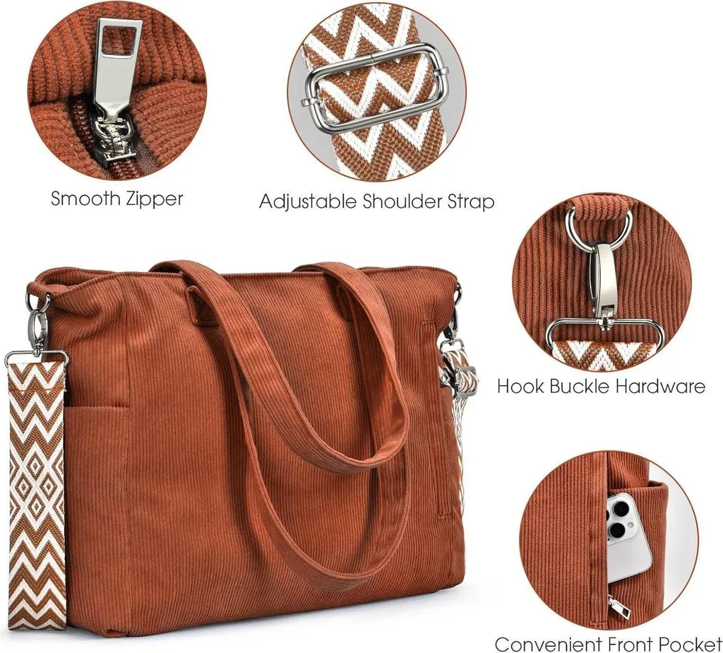 Grand sac à main Shopper pour femme en velours avec bandoulière réglable - 4