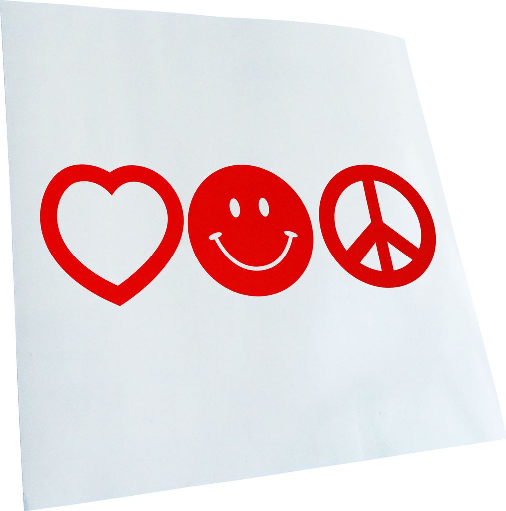 Kiwistar - Autoaufkleber - Love Happy Peace - Liebe Glück Frieden Heckscheibe - Aufkleber für Auto Kfz Fahrrad, LKW, Truck Mofa