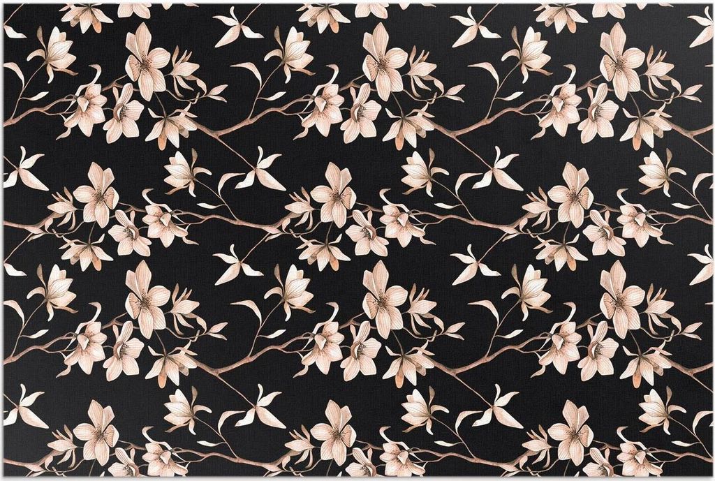 Helle Blumen auf Zweigen Vintage-Muster – Vinylteppich – 80x120 cm – Outdoor Teppich – Terrasse – Wetterfest – Modern