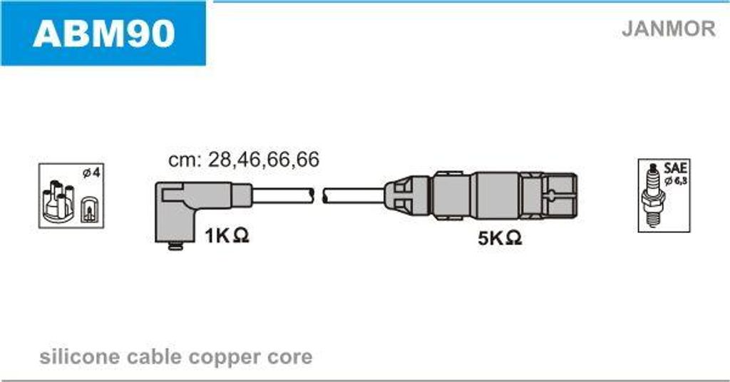 JANMOR ABM90 Zündkabelsatz OE 06A905409A kompatibel mit Toledo, A3 8L