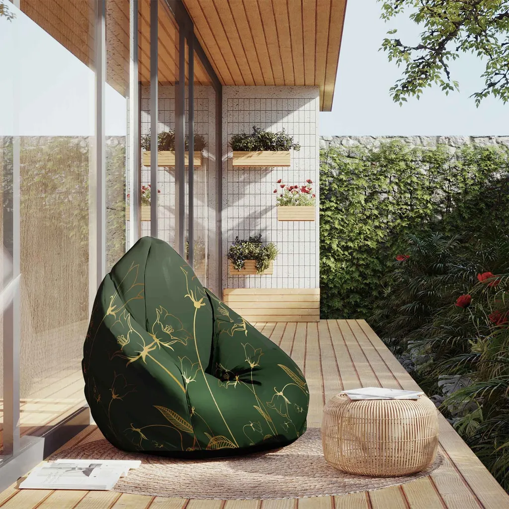 Offerta Dreamroots Bean Bag 120cm Botanical Pattern con Sgabello - 2