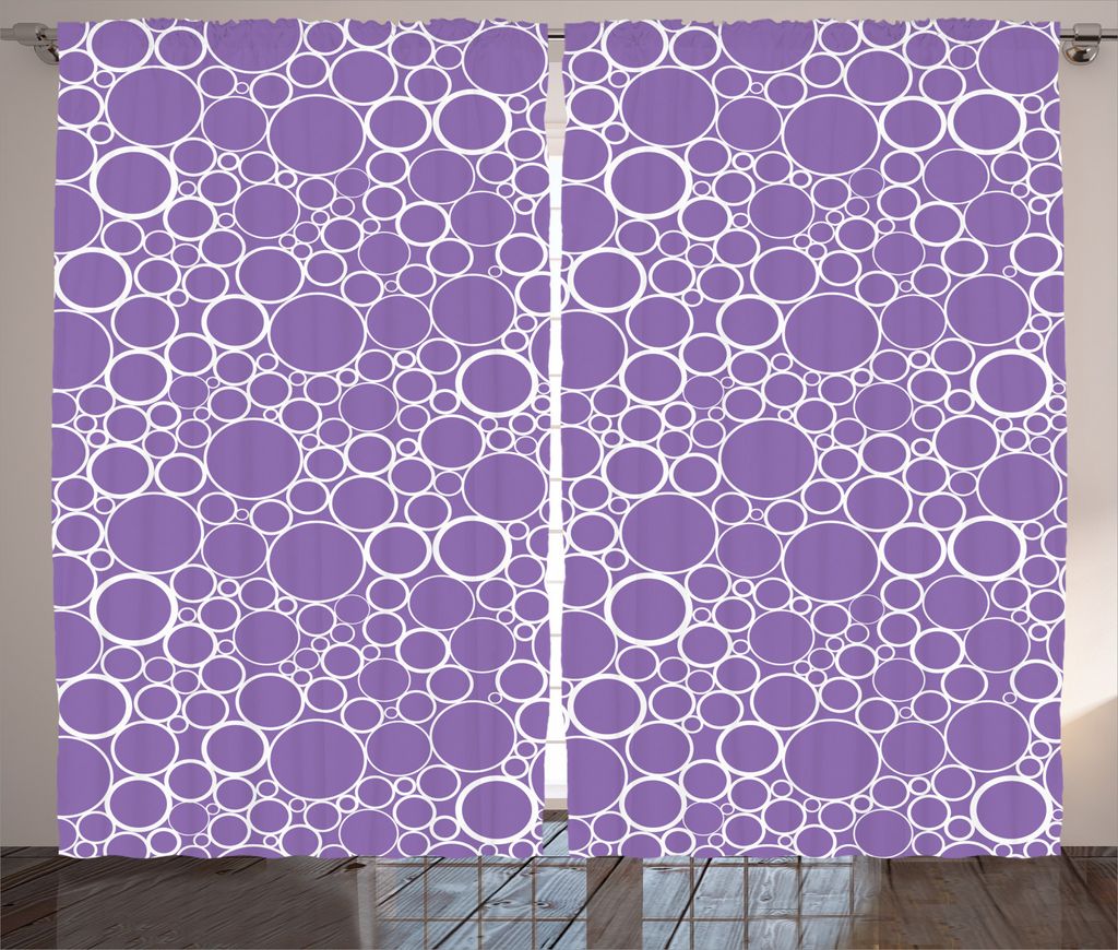 ABAKUHAUS Abstrakt Rustikaler Gardine, Abstrakte Fractal-Kreise, Schlafzimmer Kräuselband Vorhang mit Schlaufen und Haken, 280 x 245 cm, Violett W...
