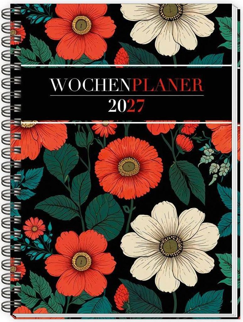 TRÖTSCH - Wochenplaner A5 mit Wire-O Blumen 2027