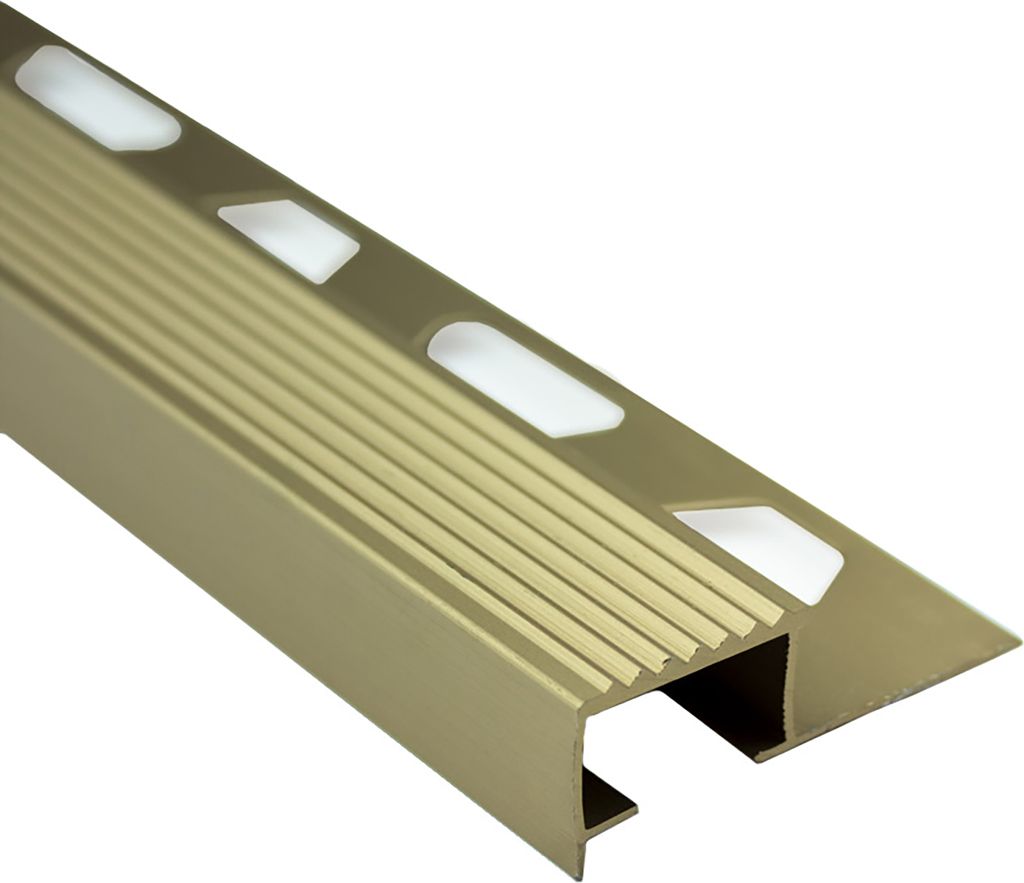Alu Stufenprofil Fliesenschiene Profil Treppe Schiene matt L270cm H10mm gold