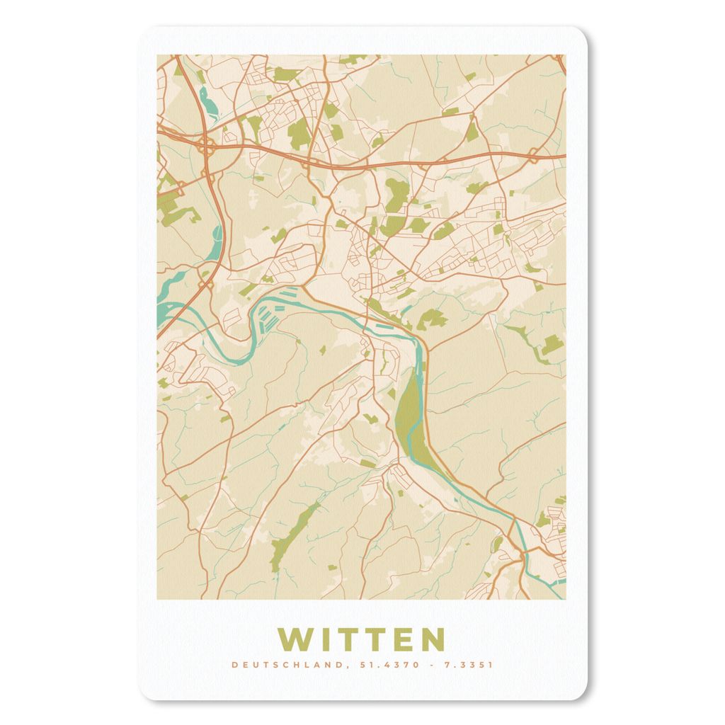 MuchoWow Mauspad Mousepad Witten - Karte - Vintage - Stadtplan 18x27 cm - Mousepads - Maus Mat - Pad - Mausunterlage