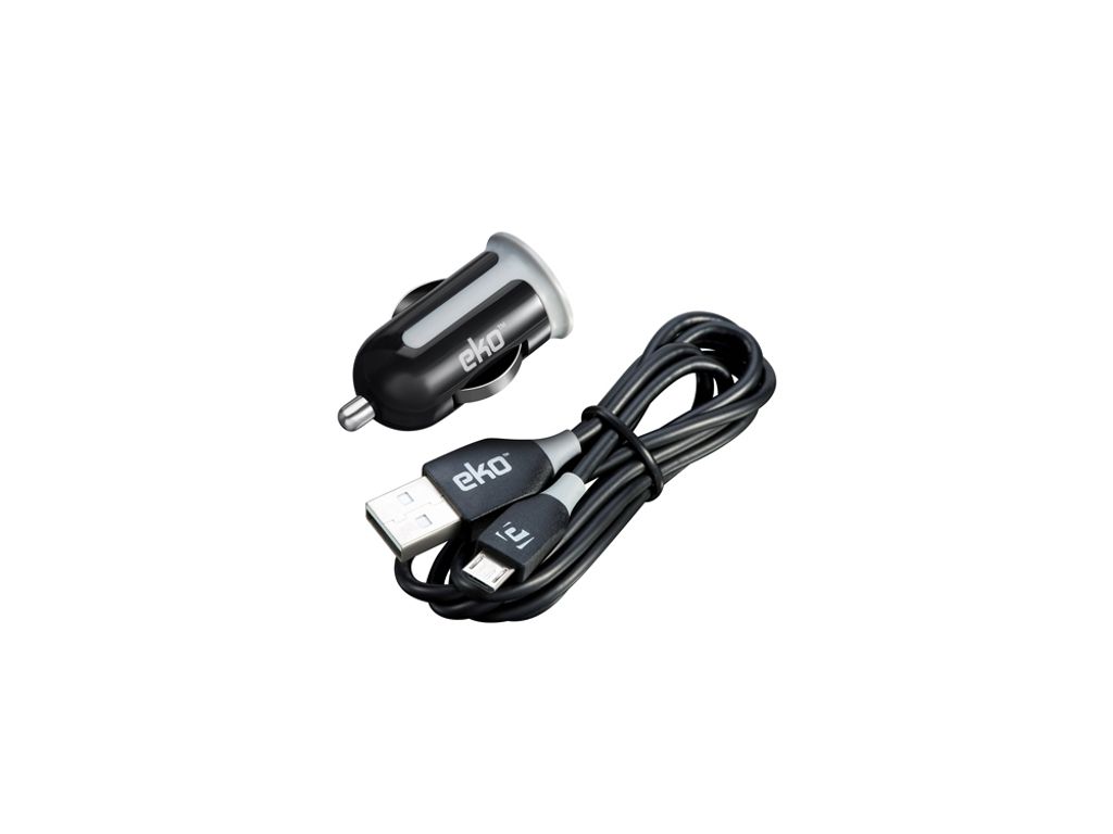 Eko, Pack Zigarettenanzünder-Ladegerät 1A mit Micro-USB-Kabel 1m, Schwarz