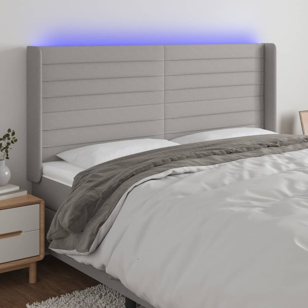 Maison Exclusive - LED Kopfteil Hellgrau 163x16x118/128 cm Stoff