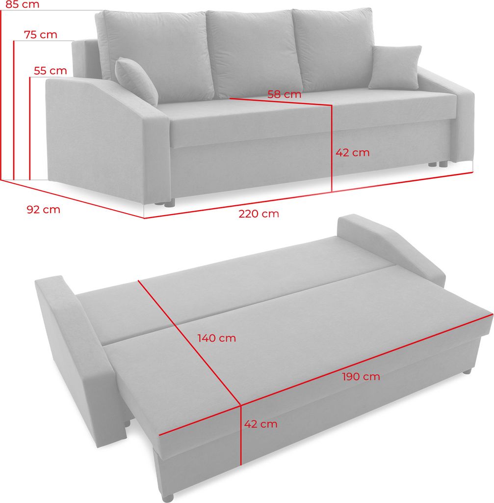 Kanapa HEWLET PLUS COLOR z funkcją spania - Sofa rozkładana Zdjęcie produktu 6