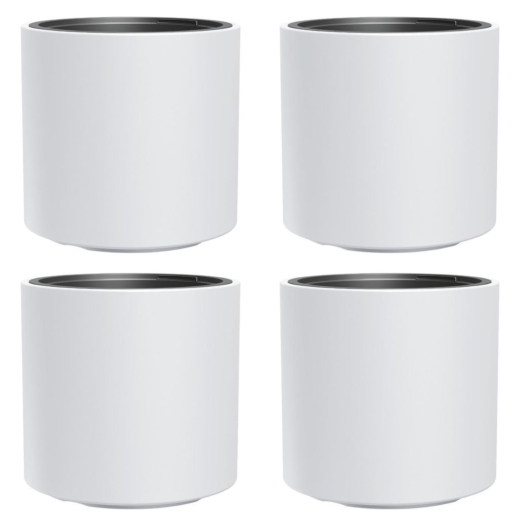 4x HEOS frostsicherer Blumentopf weiß mit Einsatz Inhalt 31L matt DBHER470