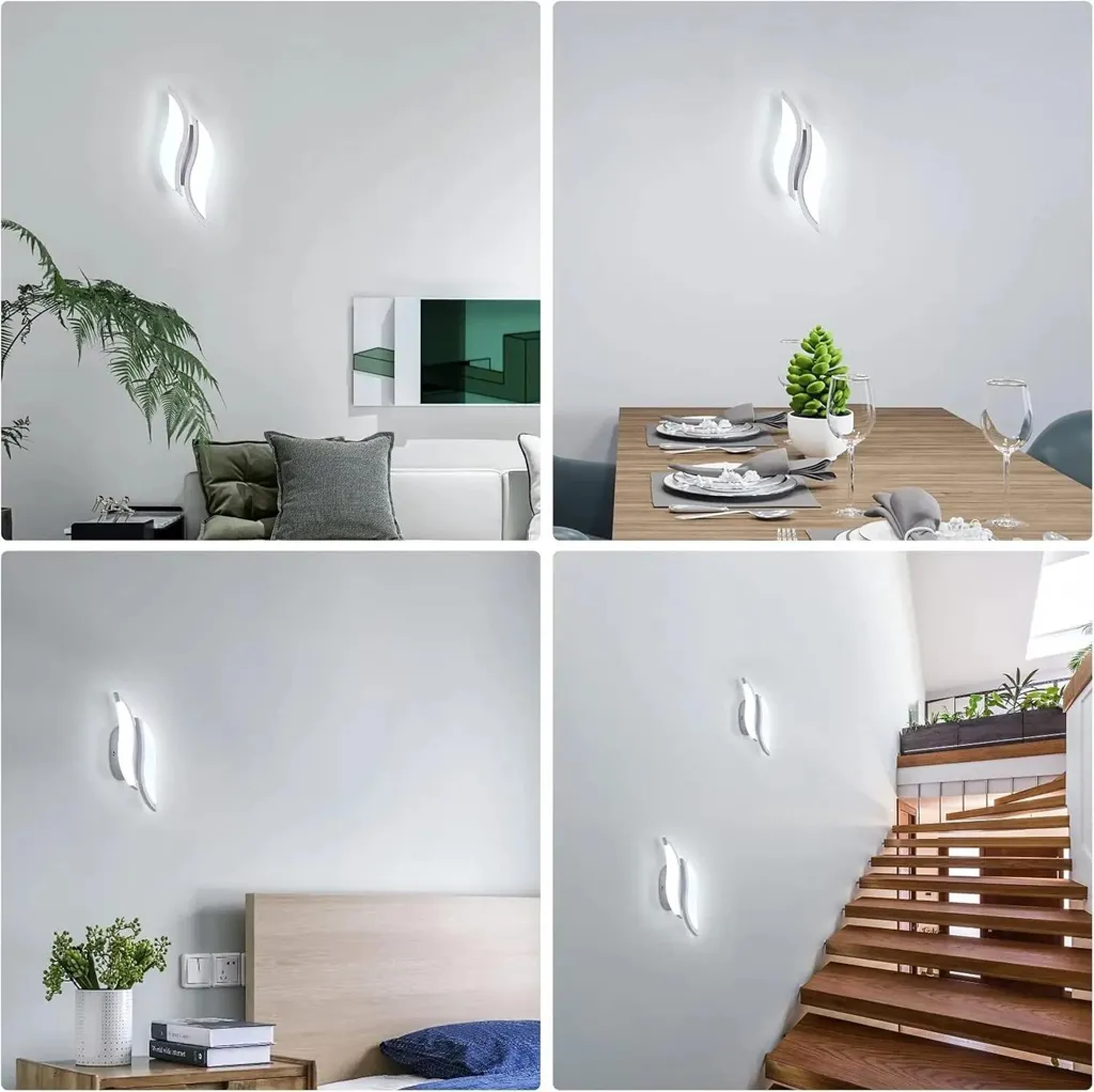 Lampe murale LED design rectangulaire 12W éclairage intérieur blanc - 5