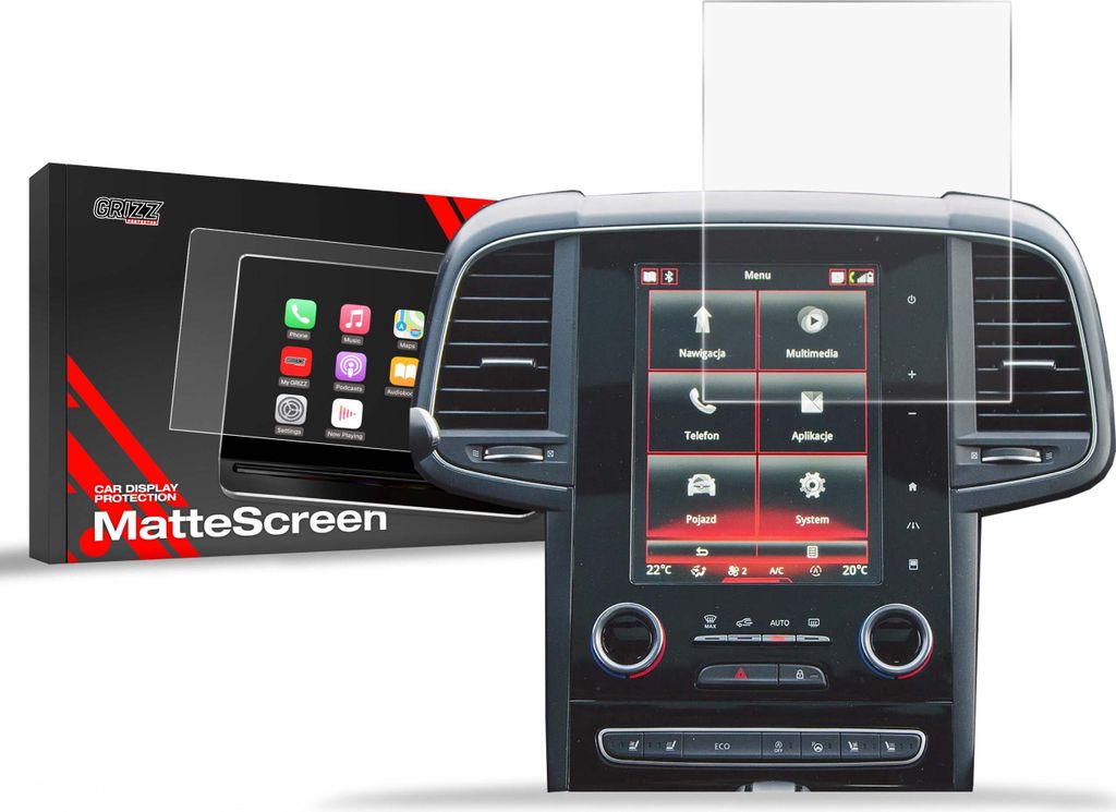 Matte Autodisplayfolie für Renault Koleos 2 8,7" (2017-...), Grizz Protector
