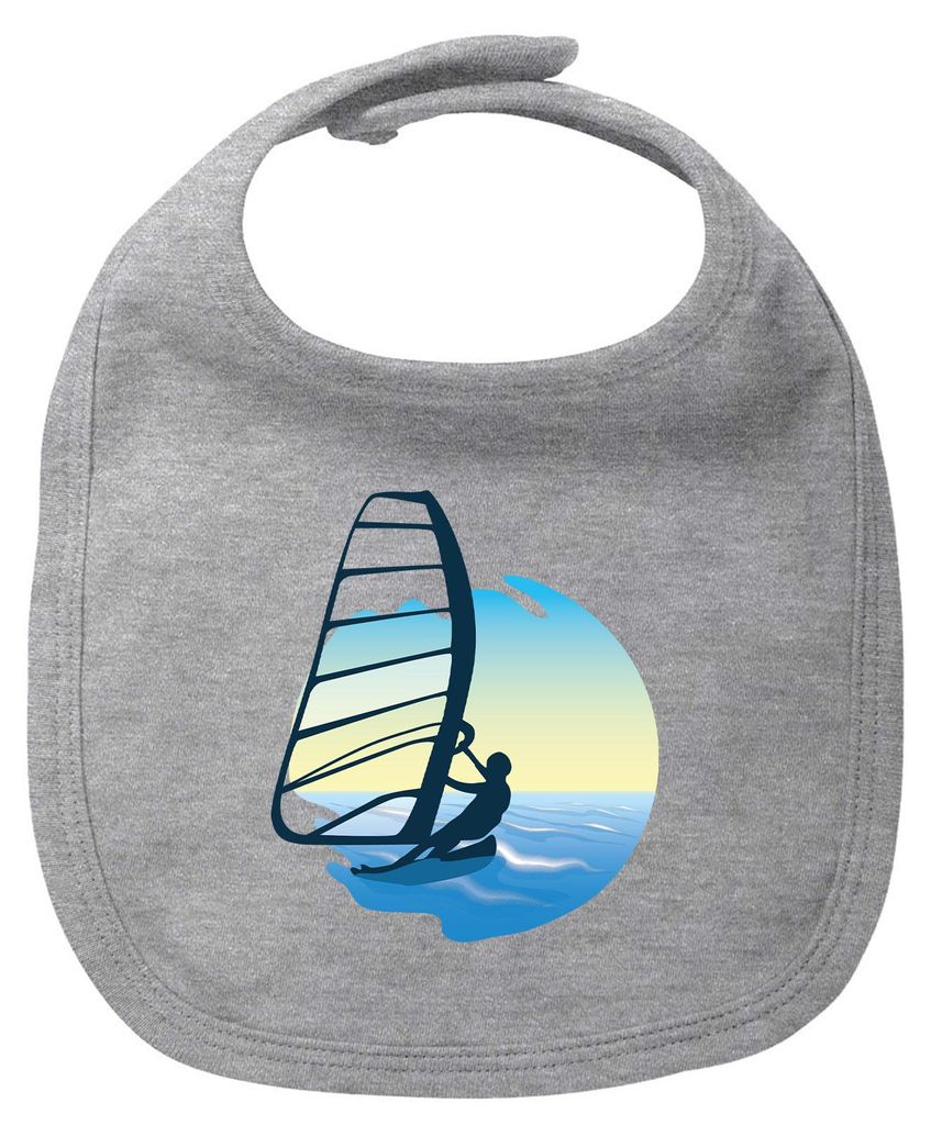 Huuraa Baby Lätzchen Windsurfer Surfen Heather Grey Klettverschluss Baumwolle Latz Geschenkidee