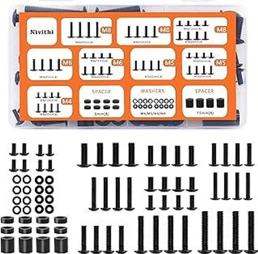 Set Viti Universali Nivithi: M4 M5 M6 M8 per Supporti Parete Monitor