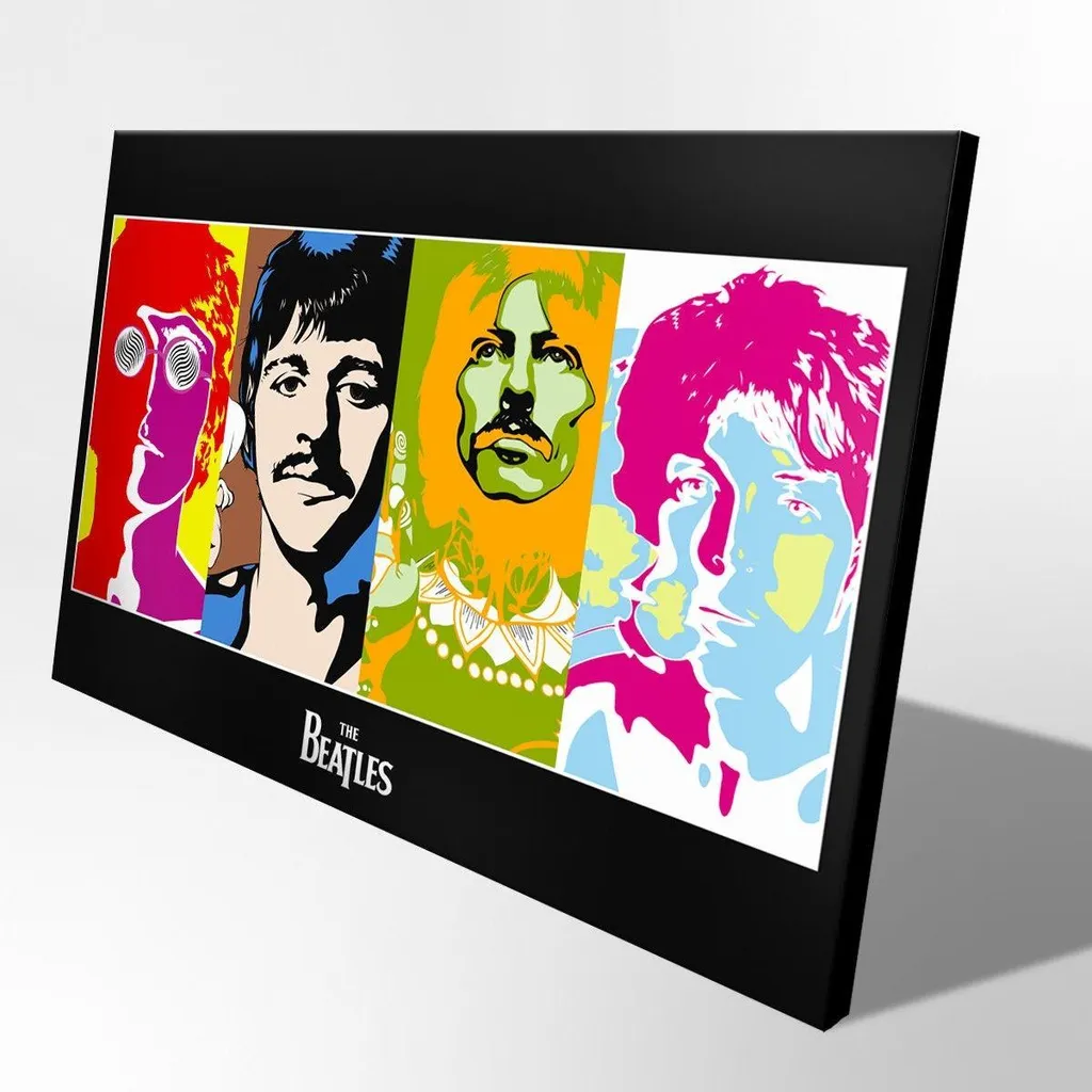 Décoration Murale Beatles Style Pop Art - Toile Imprimée Format 50x70 cm