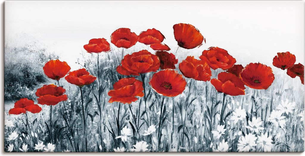 ARTland Leinwandbild Roter Mohn im Feld Größe: 100x50 cm