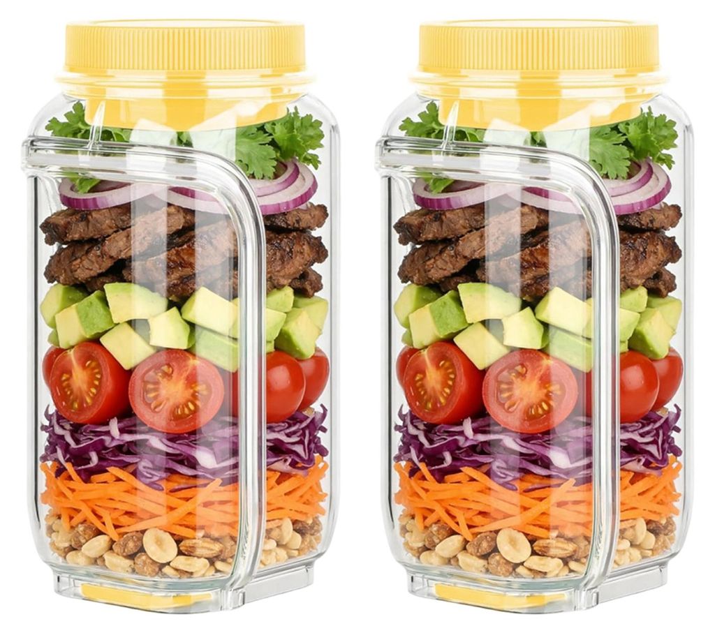 1/2 Stück Salatvorratsglas, lebensmittelecht, auslaufsicher, transparent, wiederverwendbar, Salatvorratsbehälter