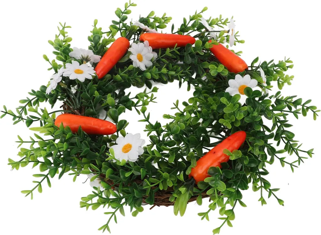 Couronne de fleurs artificielles carottes et verdure pour porte entrée