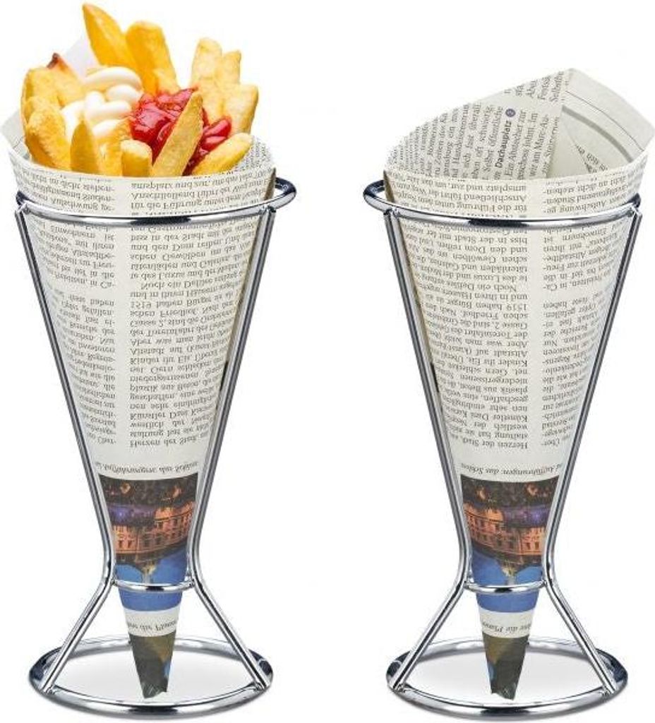 Pommes Frites Halter 2er Set Edelstahl