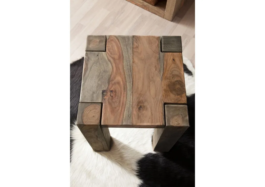 Tabouret robuste pour petits espaces en bois de palissandre gris