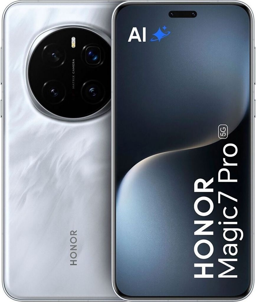 A product shot of a smartphone, showing both the front and back.