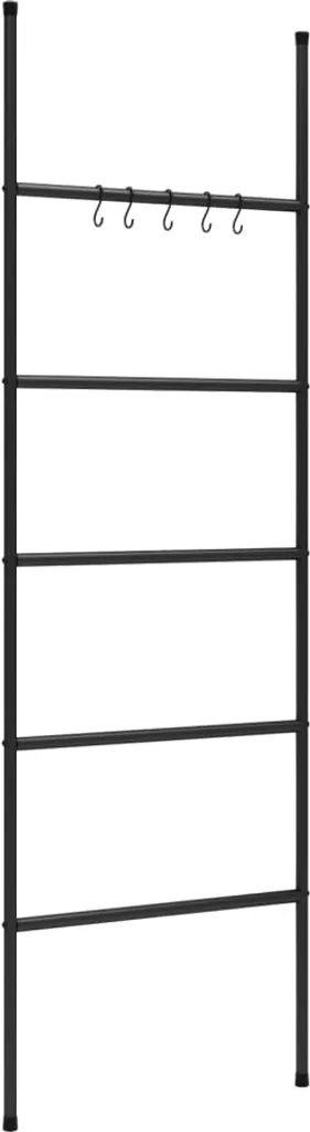 Porte-serviettes échelle sans perçage noir 175 cm fer pour petit espace